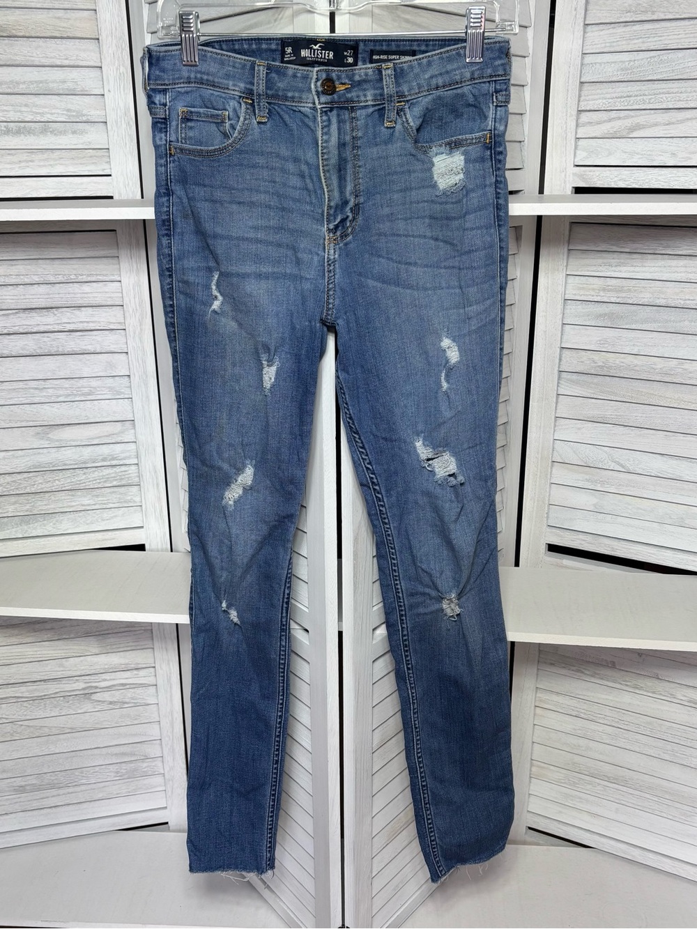 Hollister High Rise Super Skinny Jeans 5R W27 L30 Distressed